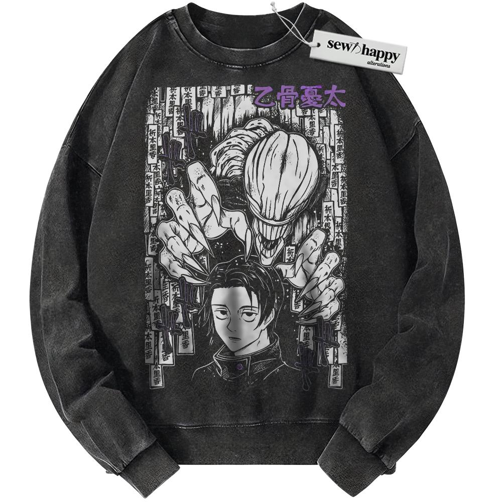 Wash Sweatshirt Yuta Okkotsu Sweatshirt, Jujutsu Kaisen Sweatshirt, Anime Sweatshirt, Vintage Sweater