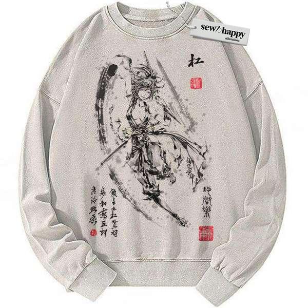 Wash Sweatshirt Yuzuriha Sweatshirt, Hell's Paradise Sweatshirt, Anime Sweatshirt, Vintage Sweatshirt